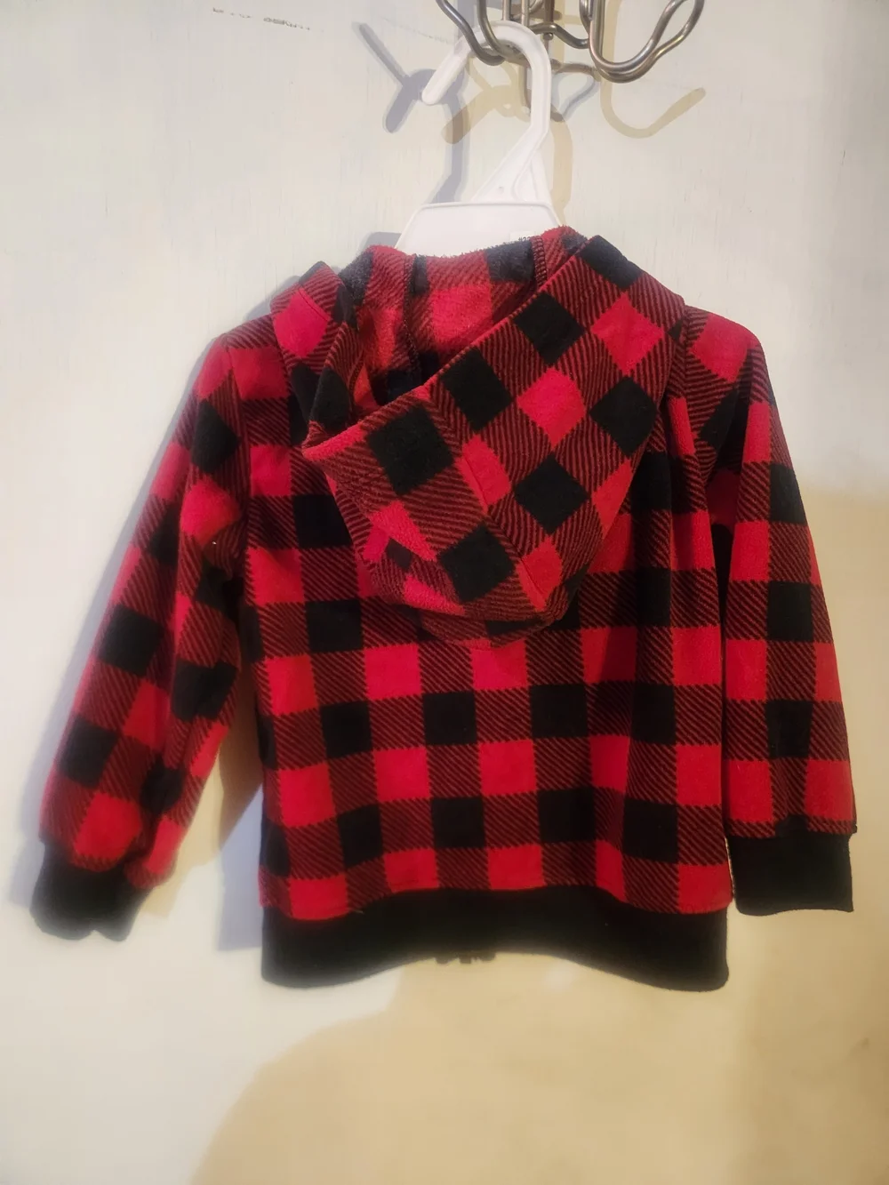 Carter's Red & Black Buffalo Plaid Hooded Fleece with Moose Applique